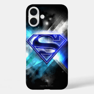 Superman Stylized Blue White Crystal Logo iPhone 16 Plus Hülle