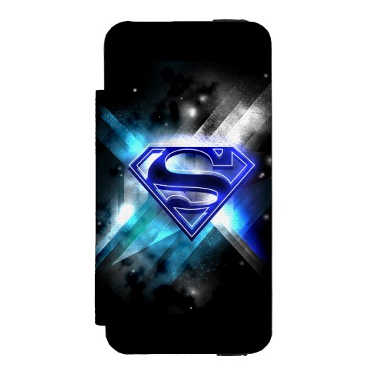 Superman Stylized | Blue White Crystal Logo Incipio iPhone Geldbeutel-Hülle (Folio Vorderseite)