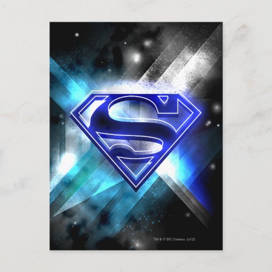 Superman Stylized | Blue White Crystal Logo Postkarte (Vorderseite)