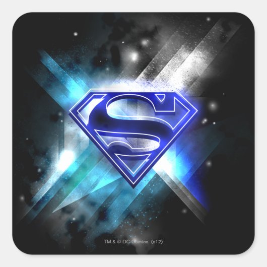 Superman Stylized | Blue White Crystal Logo Quadratischer Aufkleber (Vorderseite)