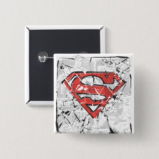 Superman Stylized | Crumpled Comic Logo Button (Vorne & Hinten)