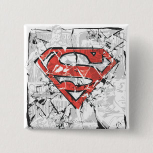 Superman Stylized   Crumpled Comic Logo Button