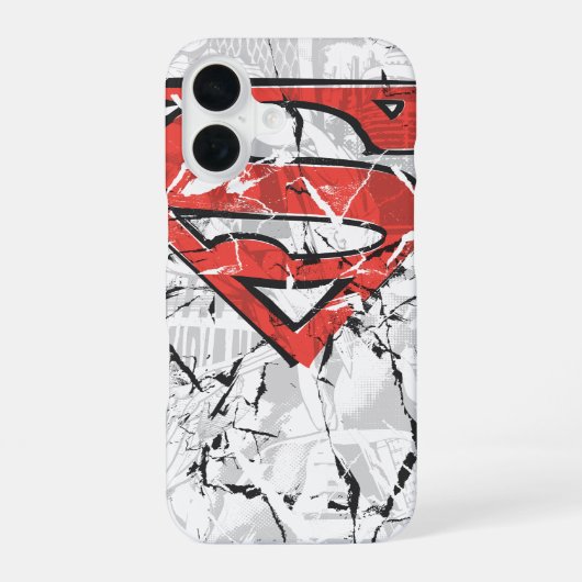 Superman Stylized | Crumpled Comic Logo iPhone 16 Hülle (Rückseite)