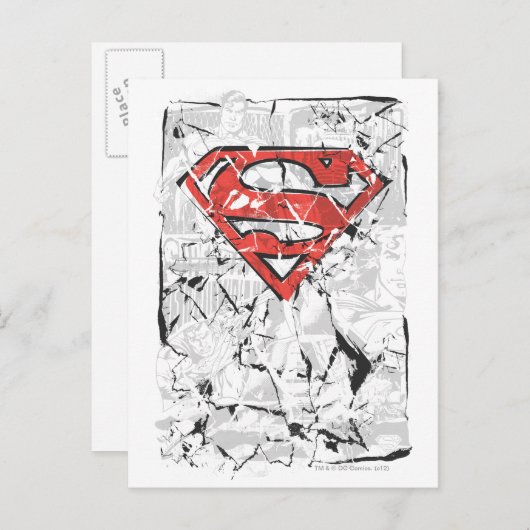 Superman Stylized | Crumpled Comic Logo Postkarte (Vorne/Hinten)