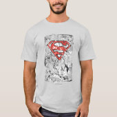 Superman Stylized | Crumpled Comic Logo T-Shirt (Vorderseite)