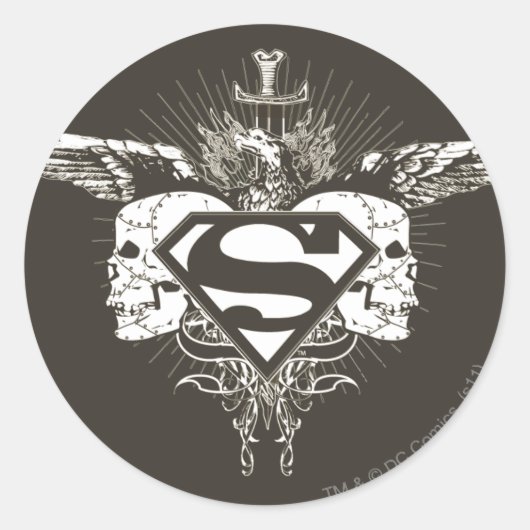 Superman Stylized | Dark Skulls Logo Runder Aufkleber (Vorderseite)