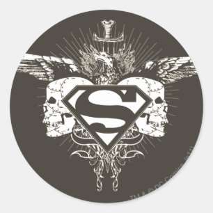 Superman Stylized   Dark Skulls Logo Runder Aufkleber