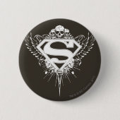 Superman Stylized | Dunkelbraunes Hintergrundlogo Button (Vorderseite)