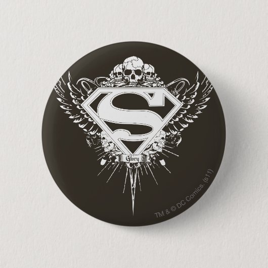 Superman Stylized | Dunkelbraunes Hintergrundlogo Button (Vorderseite)