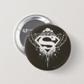 Superman Stylized | Dunkelbraunes Hintergrundlogo Button (Vorne & Hinten)