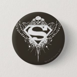 Superman Stylized   Dunkelbraunes Hintergrundlogo Button