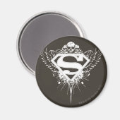 Superman Stylized | Dunkelbraunes Hintergrundlogo Magnet (Vorderseite/Rückseite)