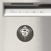 Superman Stylized | Dunkelbraunes Hintergrundlogo Magnet (In Situ (Geschirrspüler))