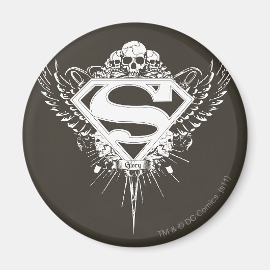 Superman Stylized | Dunkelbraunes Hintergrundlogo Magnet (Vorne)