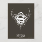 Superman Stylized | Dunkelbraunes Hintergrundlogo Postkarte (Vorderseite)