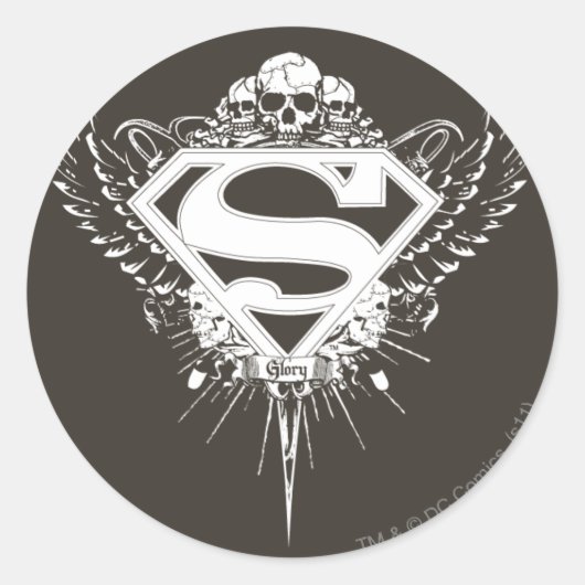 Superman Stylized | Dunkelbraunes Hintergrundlogo Runder Aufkleber (Vorderseite)
