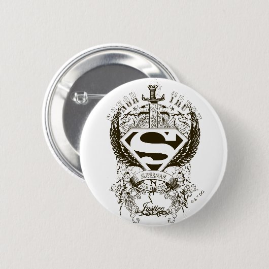 Superman Stylized | Ehre, Wahrheit auf weißem Logo Button (Vorne & Hinten)