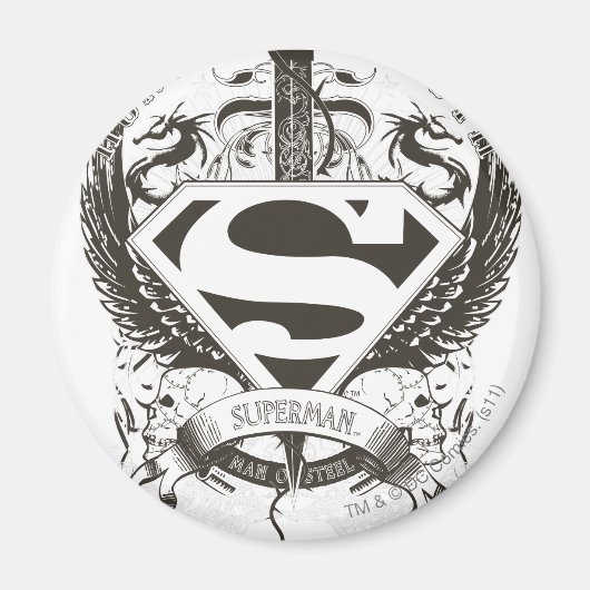 Superman Stylized | Ehre, Wahrheit auf weißem Logo Magnet (Vorne)