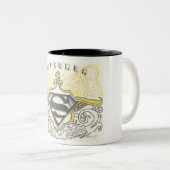 Superman Stylized | Gelbe Gezeichnet Züge Logo Zweifarbige Tasse (VorderseiteRechts)