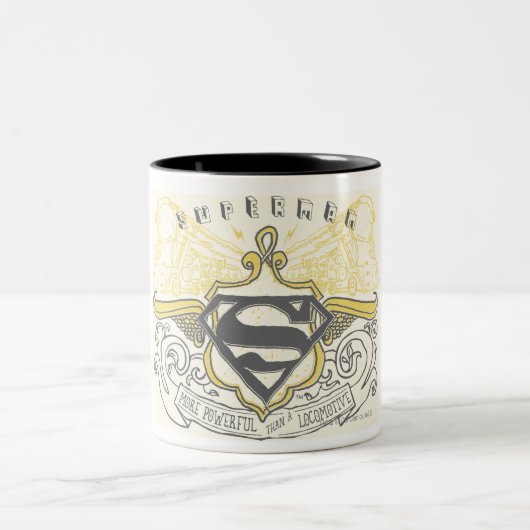 Superman Stylized | Gelbe Gezeichnet Züge Logo Zweifarbige Tasse (Mittel)