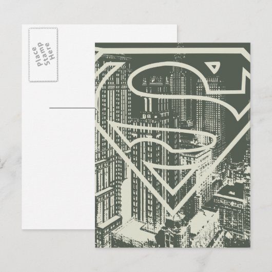 Superman Stylized | Green Metropolis Logo Postkarte (Vorne/Hinten)