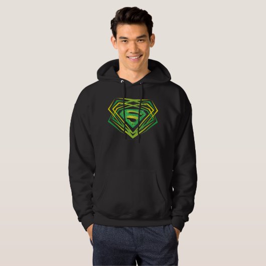 Superman Stylized | Grünes Dekorlogo Hoodie (Vorne ganz)