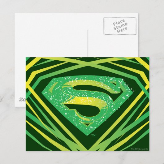 Superman Stylized | Grünes Dekorlogo Postkarte (Vorne/Hinten)