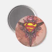 Superman Stylized | Grunge Design Logo Magnet (Vorderseite/Rückseite)