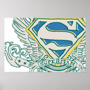Superman Stylized Logo für gezeichnetes Wappen Poster
