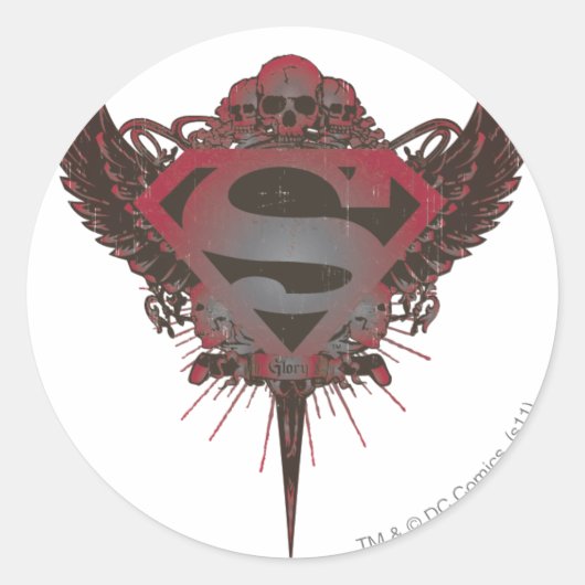 Superman Stylized | Logo "Skull and Wings" Runder Aufkleber (Vorderseite)