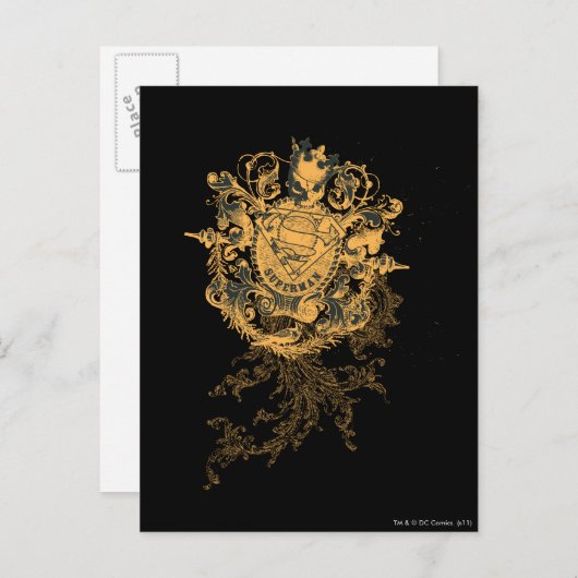 Superman Stylized | Orange Heart Beige Logo Postkarte (Vorne/Hinten)