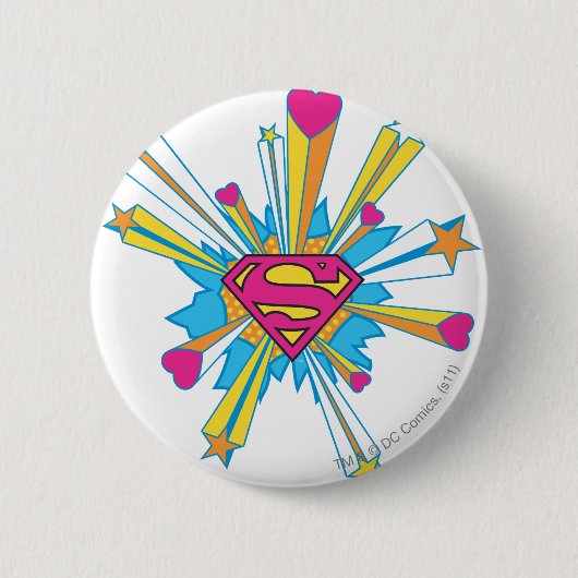 Superman Stylized | Rosa mit dem Herz-Logo Button (Vorderseite)