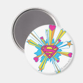 Superman Stylized | Rosa mit dem Herz-Logo Magnet (Vorderseite/Rückseite)