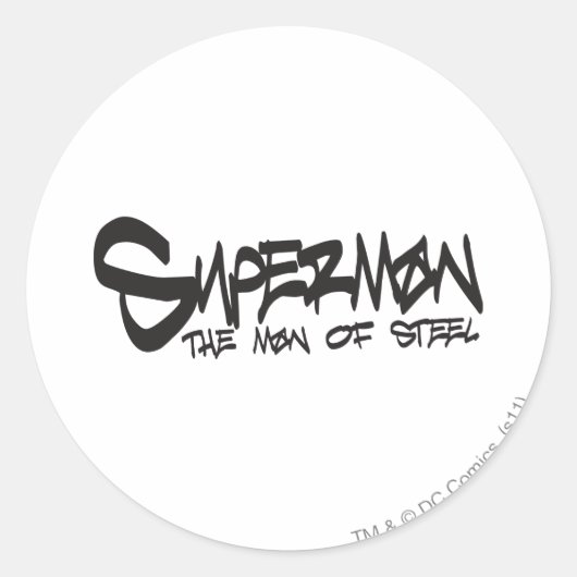 Superman Stylized | Schwarze Buchstaben Graffiti-L Runder Aufkleber (Vorderseite)