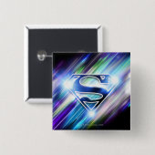 Superman Stylized | Shiny Blue Burst Logo Button (Vorne & Hinten)