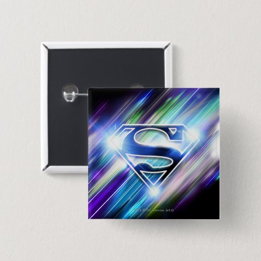 Superman Stylized | Shiny Blue Burst Logo Button (Vorne & Hinten)