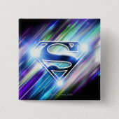 Superman Stylized | Shiny Blue Burst Logo Button (Vorderseite)