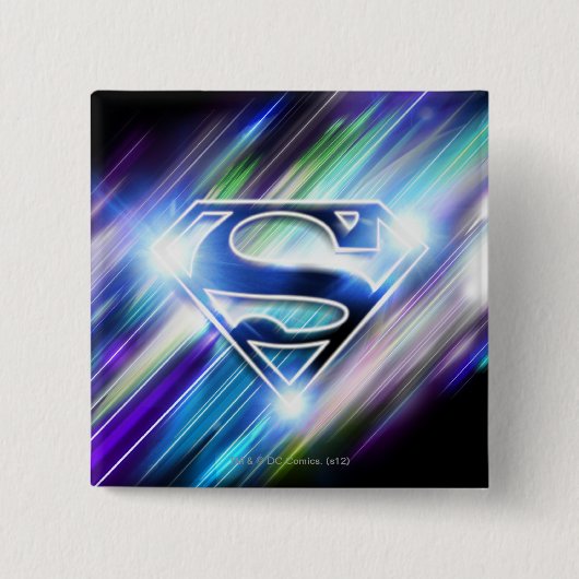 Superman Stylized | Shiny Blue Burst Logo Button (Vorderseite)