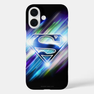 Superman Stylized   Shiny Blue Burst Logo iPhone 16 Hülle