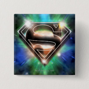 Superman Stylized   Shiny Burst Logo Button