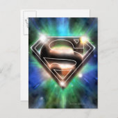 Superman Stylized | Shiny Burst Logo Postkarte (Vorne/Hinten)