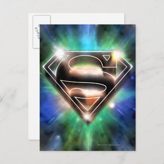 Superman Stylized | Shiny Burst Logo Postkarte (Vorne/Hinten)