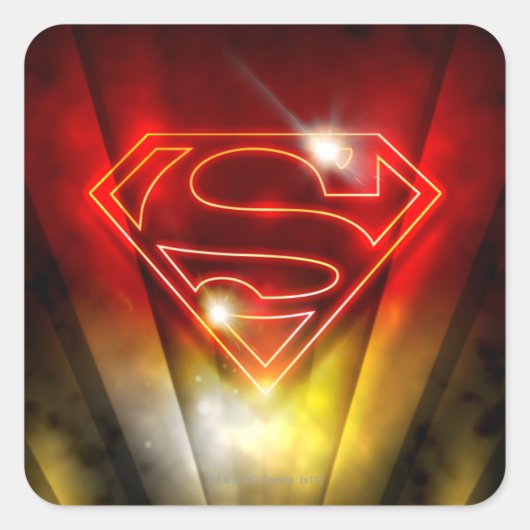 Superman Stylized | Shiny Red Kontur Logo Quadratischer Aufkleber (Vorderseite)