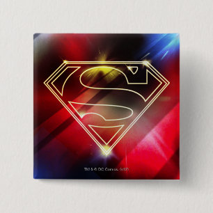 Superman Stylized   Shiny Yellow Kontur Logo Button