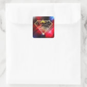 Superman Stylized | Shiny Yellow Kontur Logo Quadratischer Aufkleber (Tasche)