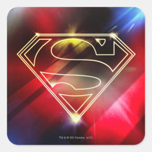 Superman Stylized Shiny Yellow Kontur Logo Quadratischer Aufkleber