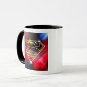 Superman Stylized | Shiny Yellow Kontur Logo Tasse (Vorderseite Links)