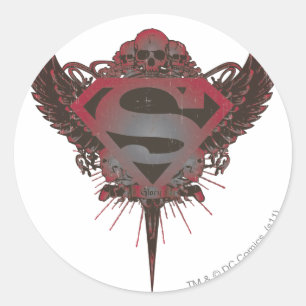 Superman Stylized   Skull and Wings Logo Runder Aufkleber
