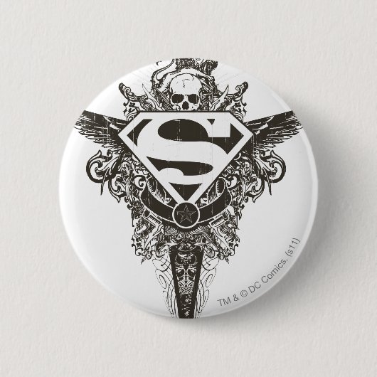 Superman Stylized | Stern und Schwarzweißlogo Button (Vorderseite)