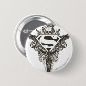 Superman Stylized | Stern und Schwarzweißlogo Button (Vorne & Hinten)